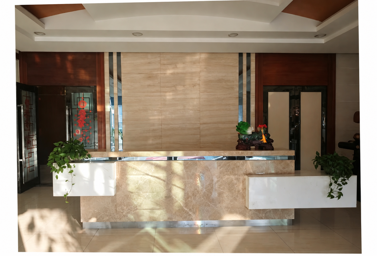 Reception illustration from the company profile; AI-generated